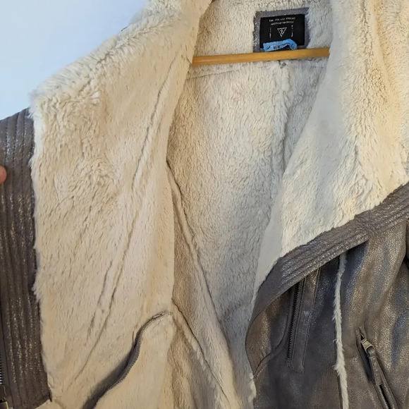 Guess Faux Suede Moto Bomber Jacket / Medium - Picture 5 of 9